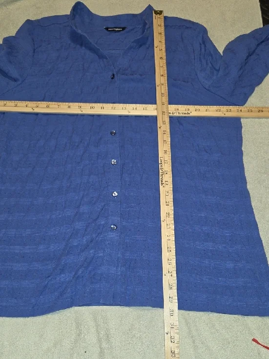 Penningtons Royal Blue Textured Button-Front Tunic - Picture 6 of 10